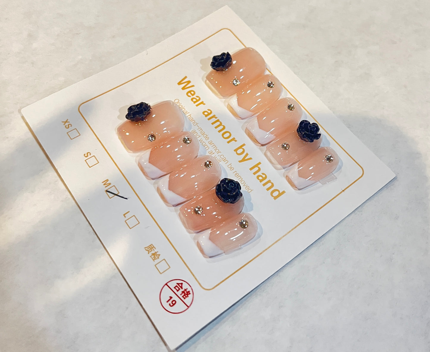 Midnight Rose French Tip Press-On Nails – Handmade Elegance-Short nails
