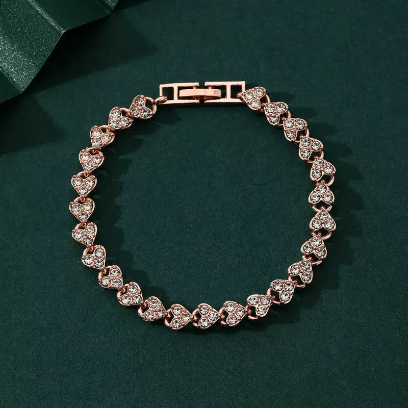 Heart Crystal Tennis Bracelet – Elegant Sparkle Jewelry