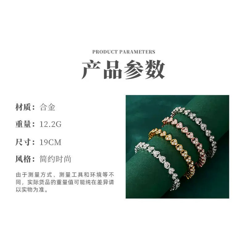 Heart Crystal Tennis Bracelet – Elegant Sparkle Jewelry