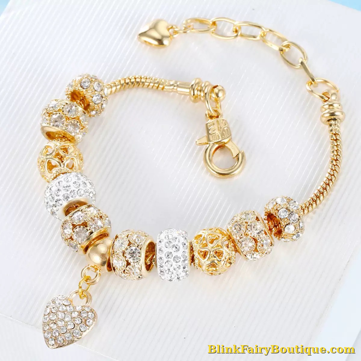 Golden Charm Heart Bracelet – Sparkle & Elegance by Blink Fairy Boutique