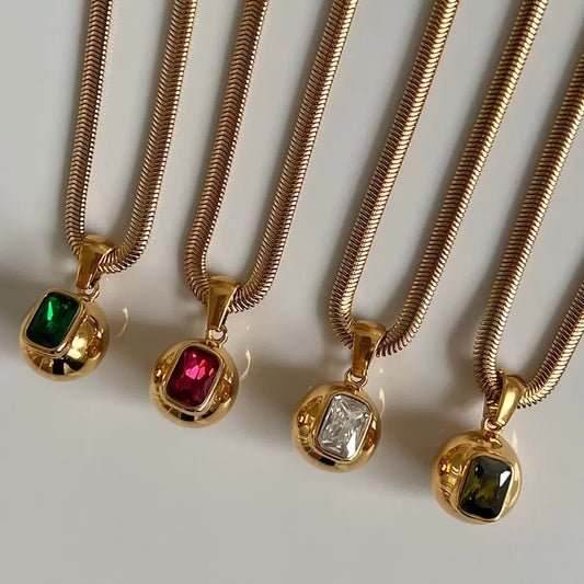 Gilded Gem Pendant Necklace (available 4 color)