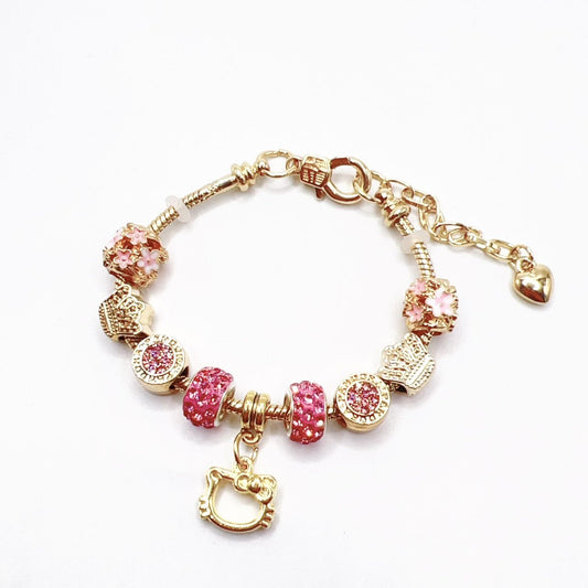 Golden pink hello kitty bracelet