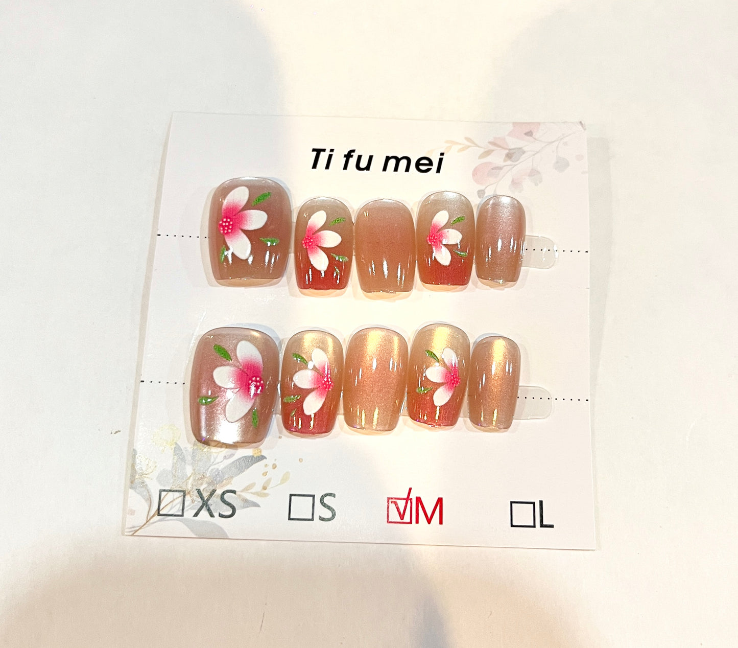 Petal Glow - Pink Blossom Press-On Nails Medium Size