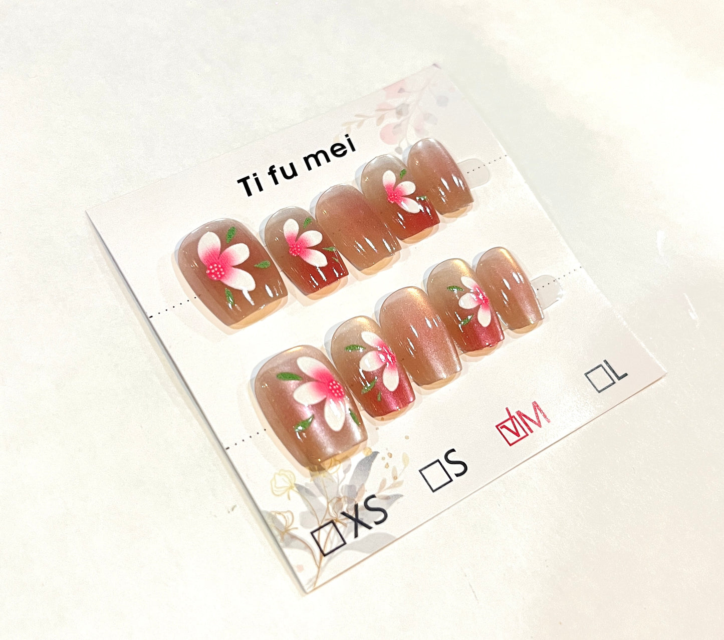 Petal Glow - Pink Blossom Press-On Nails Medium Size
