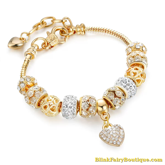 Golden Charm Heart Bracelet – Sparkle & Elegance by Blink Fairy Boutique