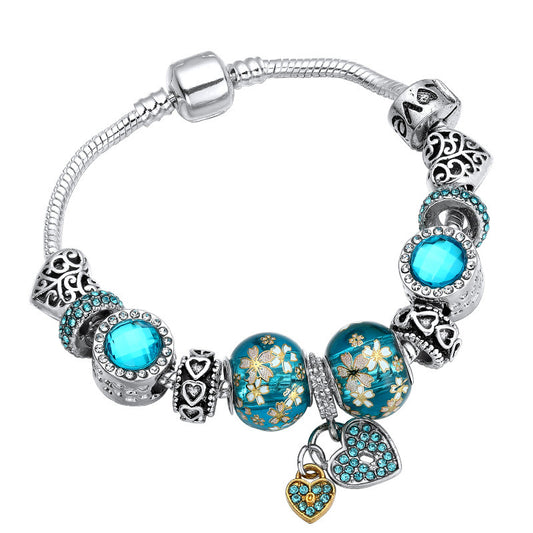 Artisan Blue Glass Bracelet – Handmade Floral Charm