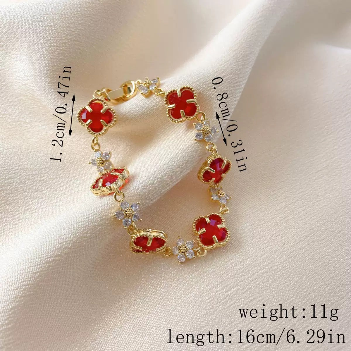 Elegant Clover Crystal Bracelet – 4 Colors Available