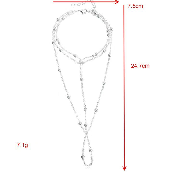 Women's great quality multi-layer beaded/bradde chain anklets