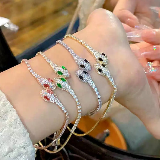 Unique designable green eyes snake chain bracelet Good quality