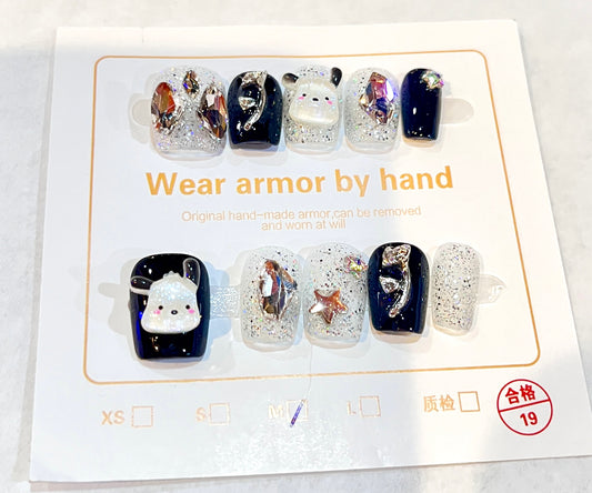 “Celestial Cuties” Glitter Galaxy Press-On Nails Medium Size