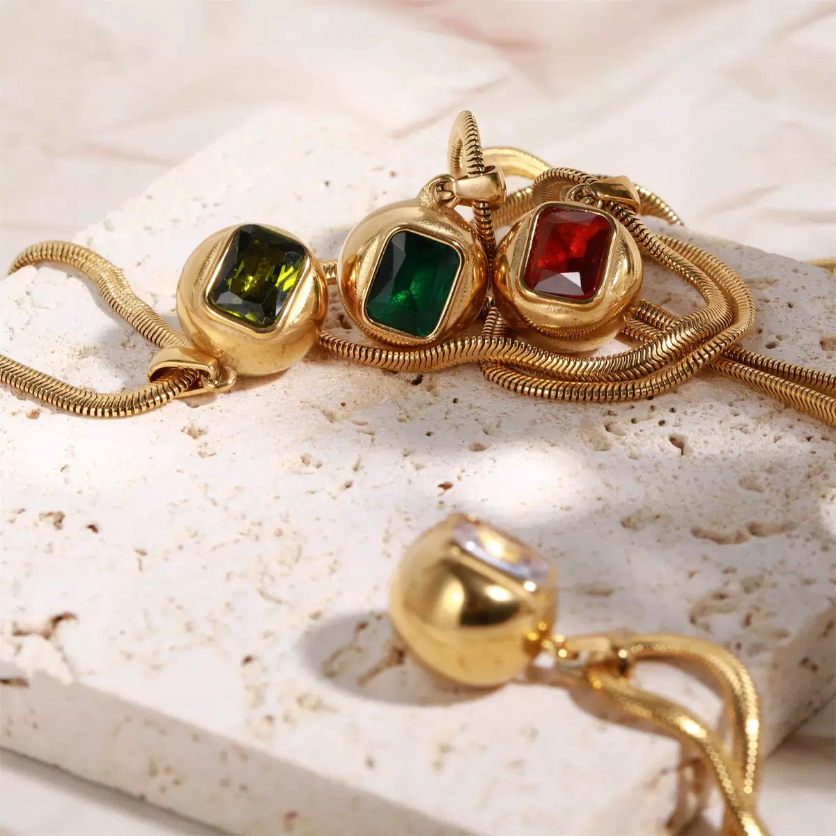 Gilded Gem Pendant Necklace (available 4 color)
